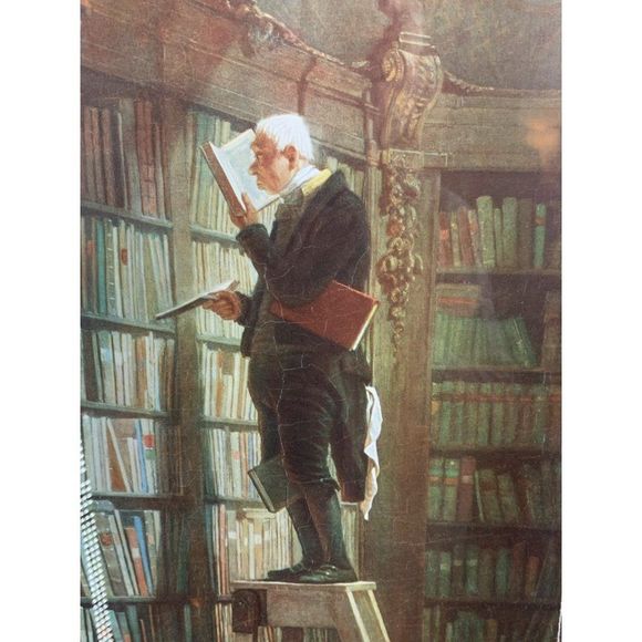 Vintage Bookworm Print by Spitzweg Framed 27" x 17.5" Home Decore 6391 - Picture 2 of 10